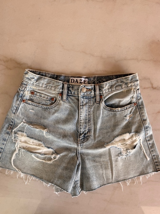 Daze Pants - DAZE High-Waist Light Wash Distressed Denim Shorts